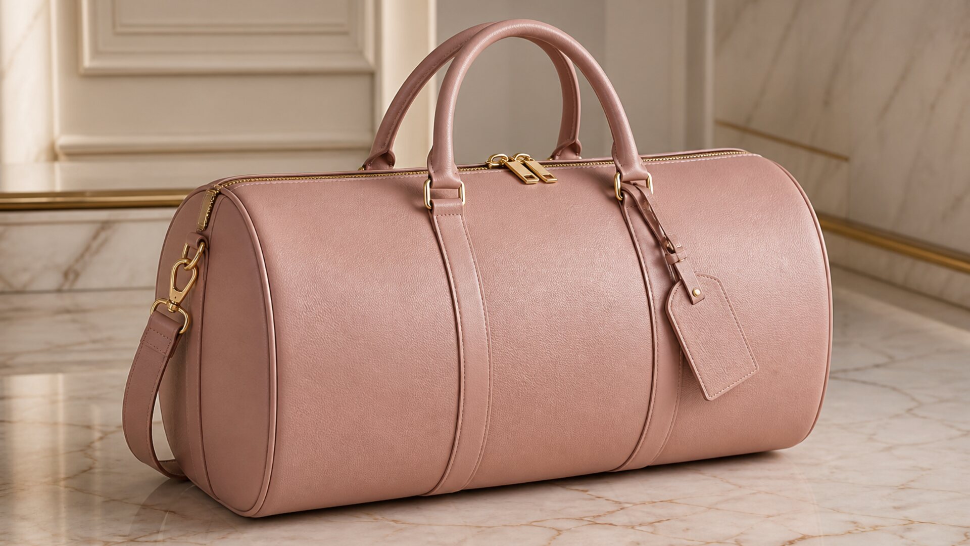 Dusty rose laptop bag with gold hardware